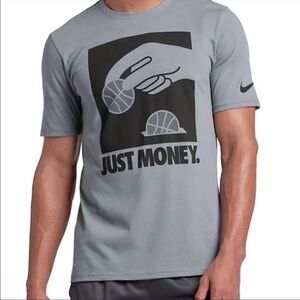 Nike Just Money Gray Short Sleeve Basketball T-shirt XL